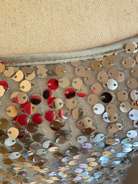 H&M Silver Sequin Cami Slip Midi Dress NWT - Picture 2 of 8